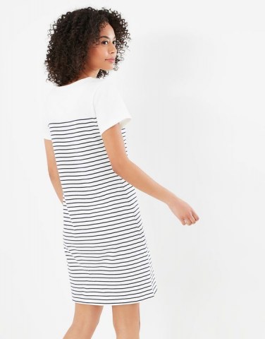 Riviera Embroidered Short Sleeve Stripe Jersey Dress