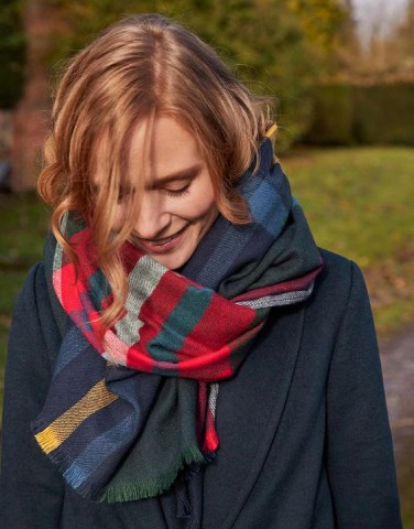 Joules Bridey Checked Scarf: Cream Check